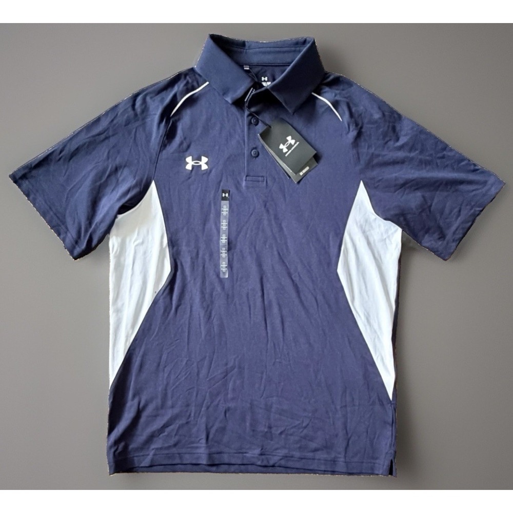 New Under Armour Short Sleeve UA Vanish Polo Shirt Blue Colorblock Medium JBHS